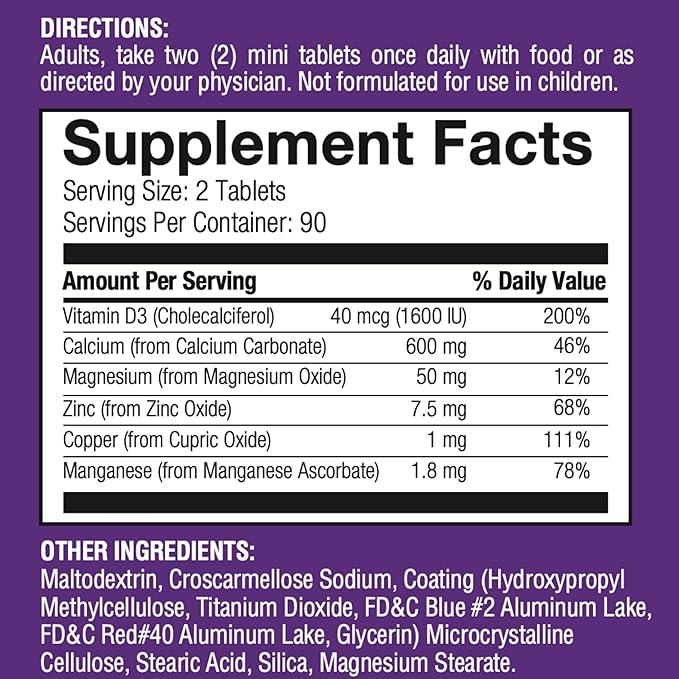 Bone Health Calcium Minis Tablets, Calcium D3, Magnesium, 180ct