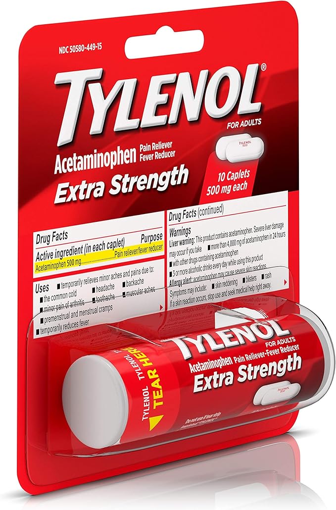 Tylenol Extra Strength Caplets with 500 10 ct