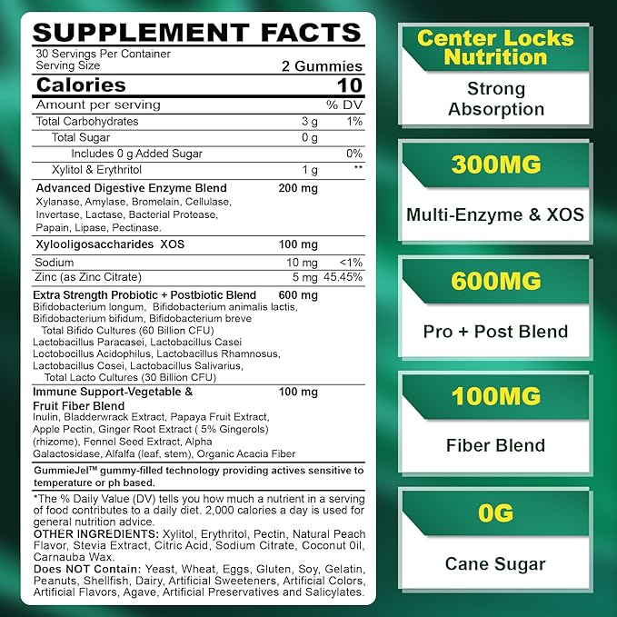 Digestive Enzymes with Probiotics and Prebiotics 1000mg Super 90Billion CFU 2