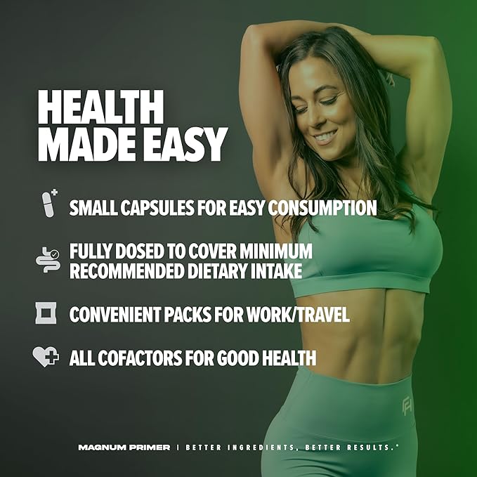 primer Magnum Nutraceuticals Vitamin Packs for Women & Men, Daily Nutrient Supplement - Travel-Friendly Multivitamin Support Heart, Joint, Digestive, & Organ Health (30 Servings)