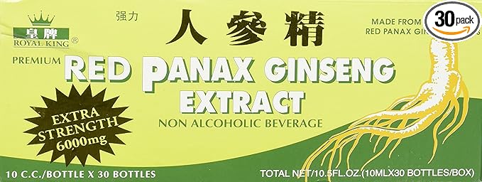 Royal King Red Panax Ginseng Extract 6000mg, 0.33 Fl Oz (Pack of 30)