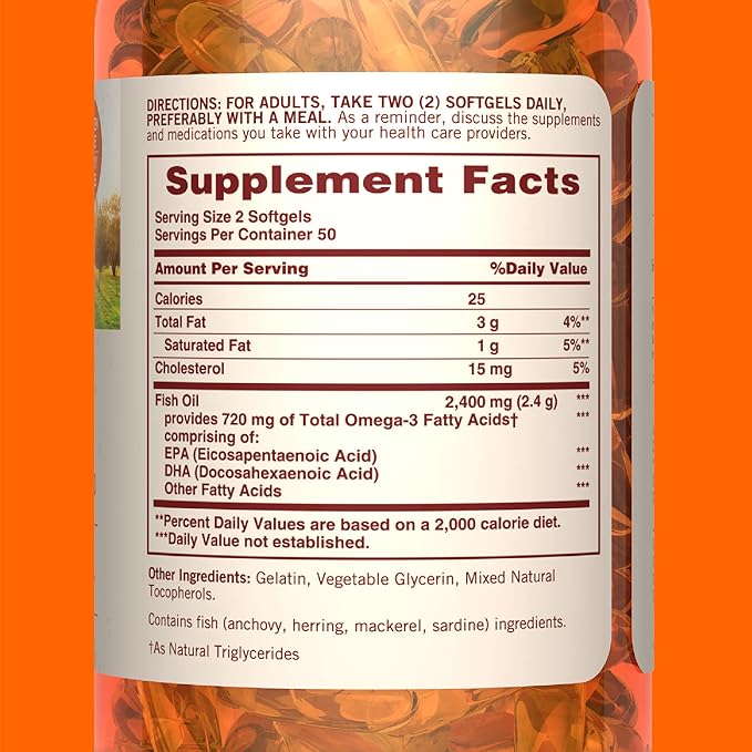 Sundown Fish Oil 1200 mg, Omega-3 100 Softgels