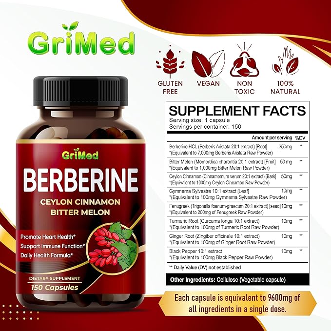 Berberine Supplement 9,500mg with Ceylon Cinnamon