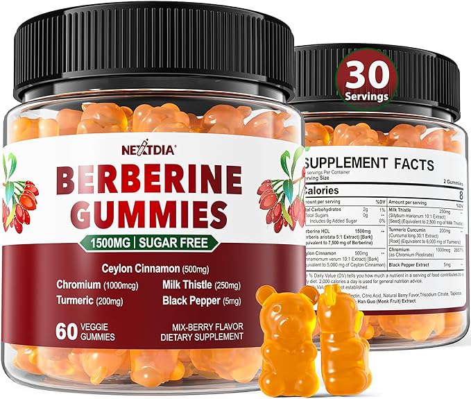 Berberine Supplement 1500mg, Sugar Free Berberine 60 Cts