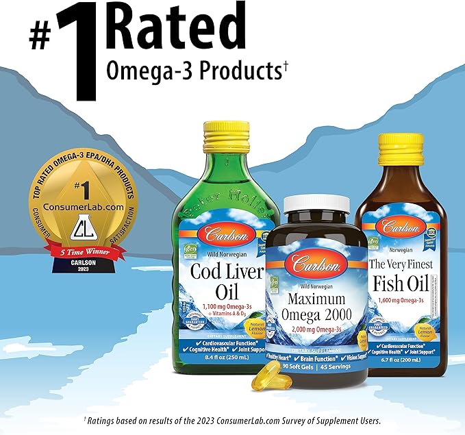 Carlson Labs Wild Caught Elite Omega-3, 1600mg, Omega 3s, Soft 90 Count