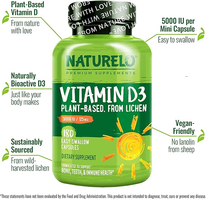 NATURELO Vitamin D 5000 IU D3 Supplement 180 Mini 2)