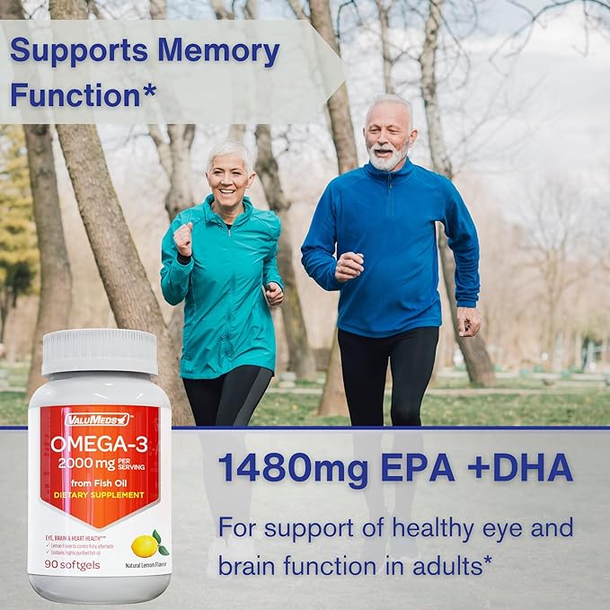 ValuMeds Omega-3 Fish Oil EPA + (90 Count 1), 2000mg 2000mg (1480mg (1480mg EPA