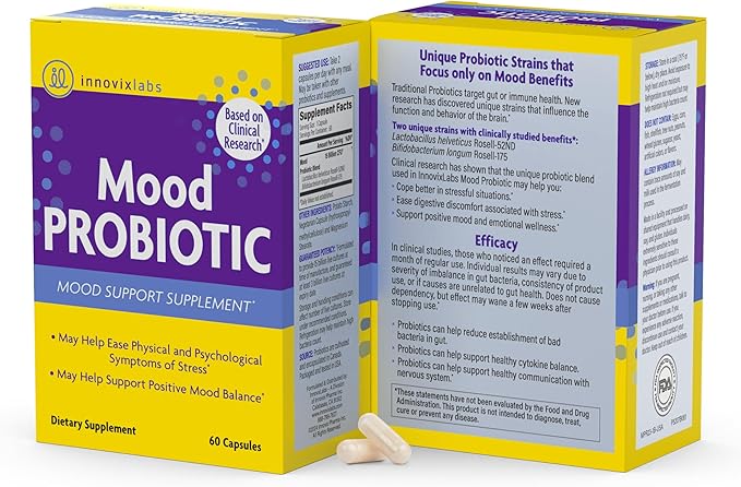InnovixLabs Mood Probiotic Supplement Rosell-52ND & Rosell-175, 60 60 Capsules