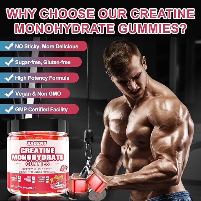 2 Pack Creatine Monohydrate Gummies for Men & Women 120 CT - 5000mg of Creatine Monohydrate per Serving - Sugar Free Chewable Creatine for Muscle Strength, Muscle Builder, Energy Boost