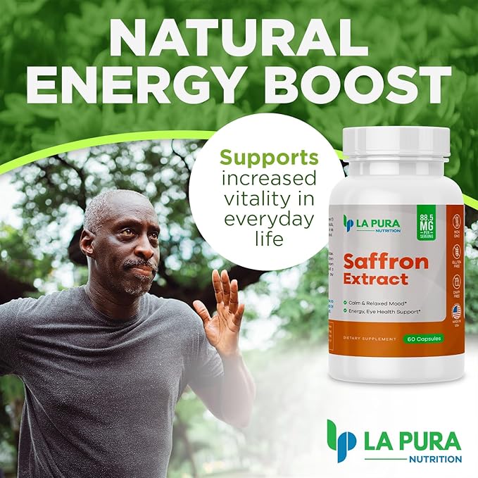 Pure Saffron Extract 88.5 mg Supplement, 60 Capsules