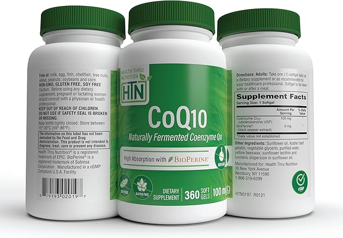 Health Thru Nutrition CoQ-10 100mg 360 Softgels Q10 | 3rd Party