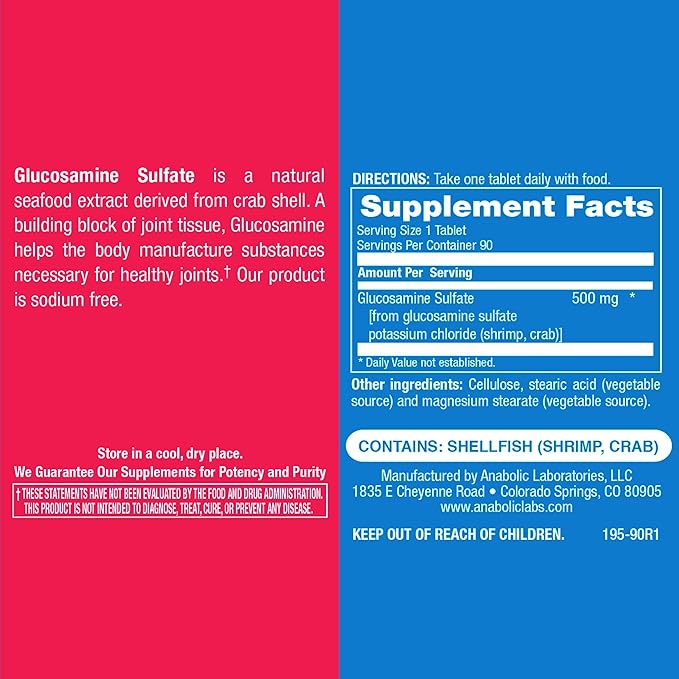 Anabolic Laboratories Glucosamine Sulfate 500mg 120 Glucosamine