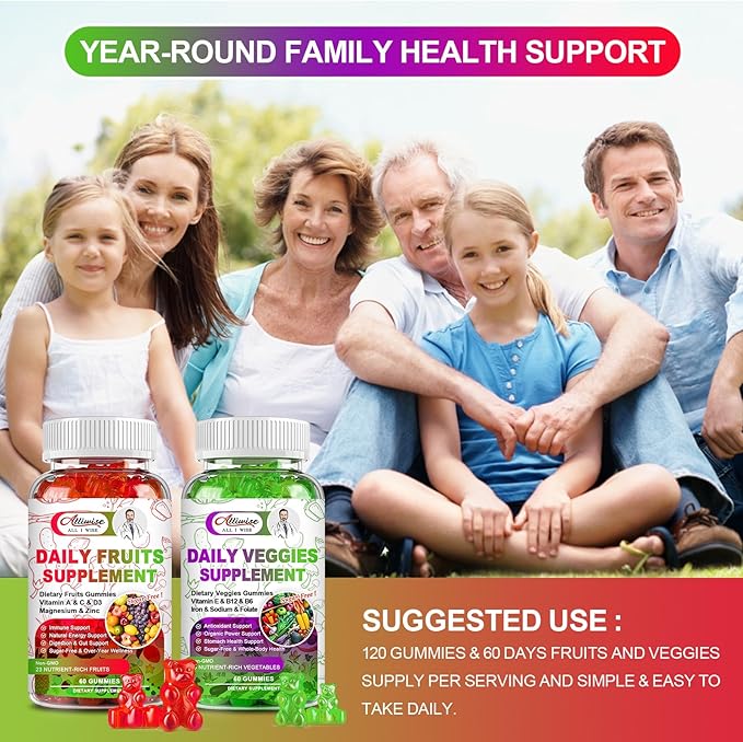 Sugar-Free Fruits and Veggies Gummies Supplement,