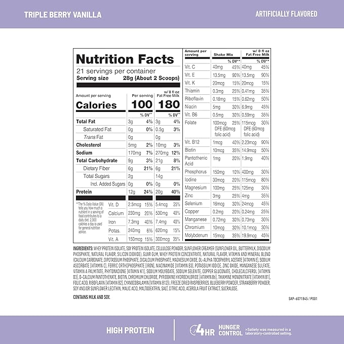 SlimFast High Protein Smoothie Mix Plus 21 Servings, 1.29 Pounds,