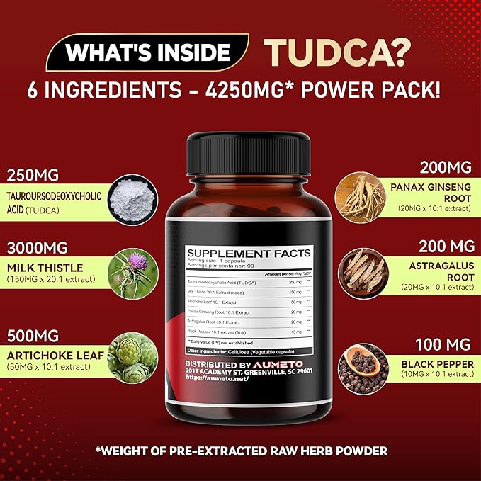 TUDCA Supplement (Tauroursodeoxycholic Acid) with Milk (90 Count 1))