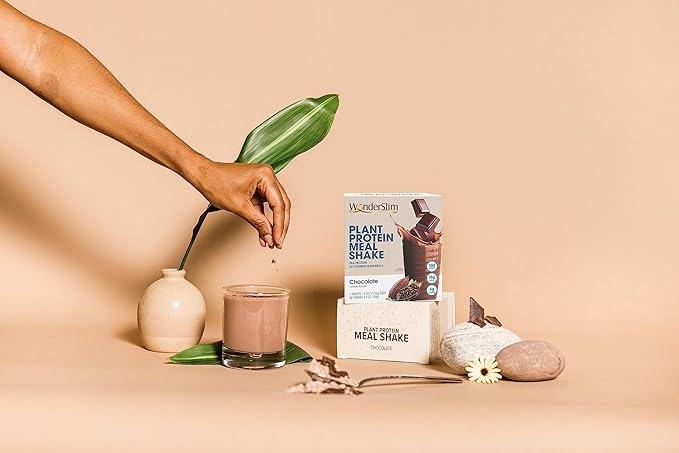 WonderSlim Plant Based Meal Replacement Shake, Chocolate, 15g Protein, Keto Friendly & Low Carb, Low Sugar, Gluten, Soy, & Dairy Free (7ct)