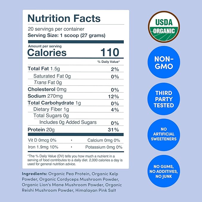 Further Food Organic Vegan Protein Powder Unflavored 20g of 19.05 Oz