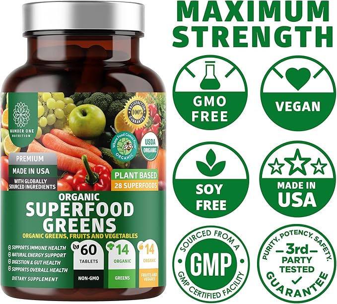 N1N Premium Organic Superfood Greens [28 60 Ct