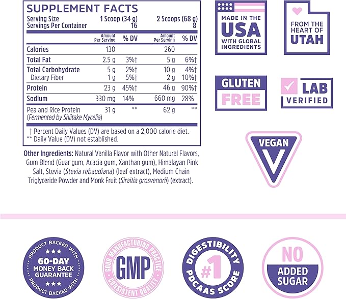 Zhou Nutrition Plant Based Vegan Protein 21g Protein, 16 Servings
