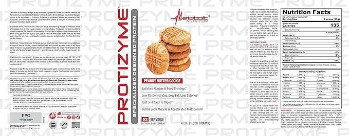 Metabolic Nutrition, Protizyme, 100% Whey Protein 24 Essential 4 Pound (52 ser)