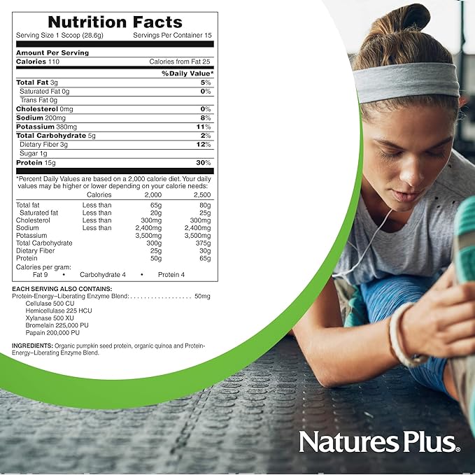 NaturesPlus Organic Pumpkin Seed Protein .95 lbs 15 Servings