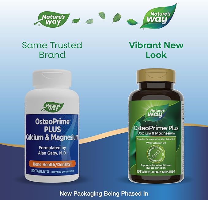 Nature's Way OsteoPrime PLUS Calcium & D3 & K2, Vegetarian, 120 Tablets