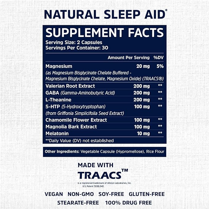 Sleep Fairy Natural Sleep Aid 10mg, L-Theanine, 5-HTP, Valerian