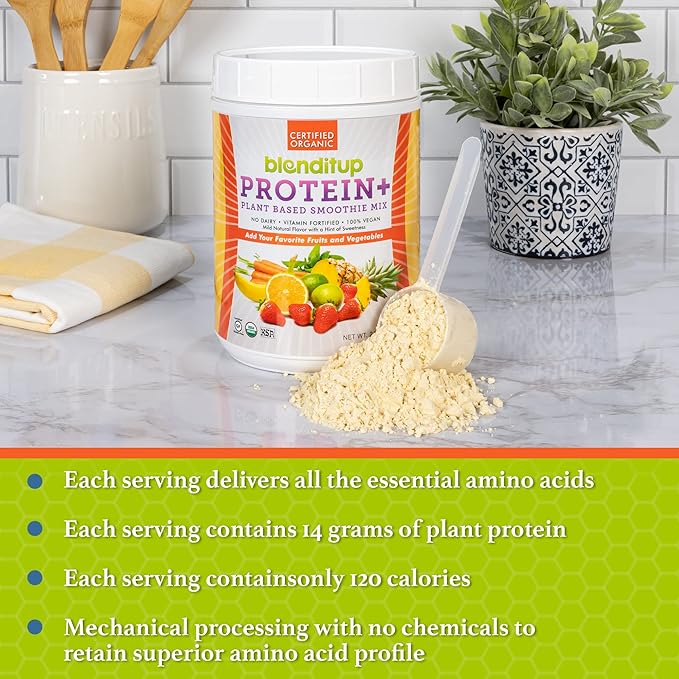 Blenditup Protein + Smoothie Mix Organic (24oz.) 100% 100% Vegan,