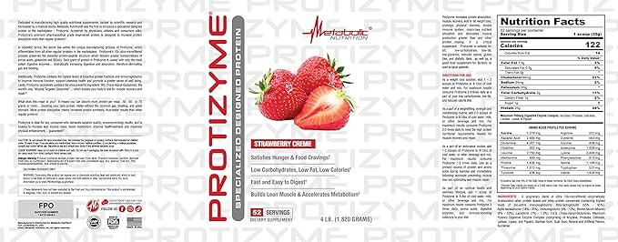 Metabolic Nutrition, Protizyme, 100% Whey Protein 24 Essential 4 Pound (52 ser)