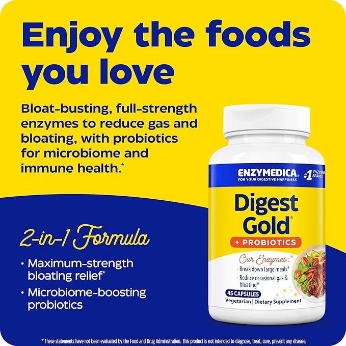 Enzymedica Digest Gold + Probiotics, 2-in-1 1.5 Billion 45 Count