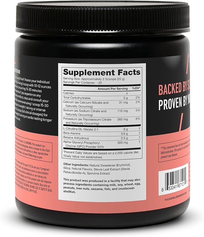 LEGION Pulse Pre Workout Supplement - All Natural Nitric Oxide Preworkout Drink to Boost Energy, Creatine Free, Naturally Sweetened, Beta Alanine, Citrulline, Alpha GPC (Caffeine Free Blue Razz)