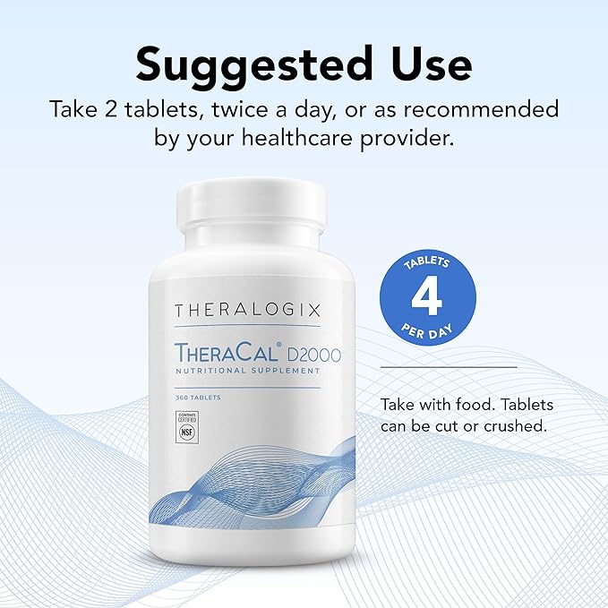 Theralogix TheraCal D2000 D3, Vitamin K2 & 90-Day Supply 360 Tablets