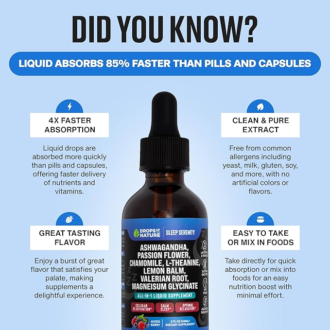 Magnesium Glycinate & Ashwagandha Liquid Drops 60mL)