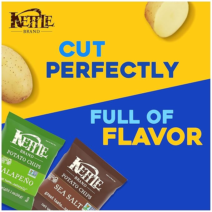 Kettle Brand Potato Chips, Variety Pack of Sea Salt and Jalapeño, 1 Oz, 10 Ct