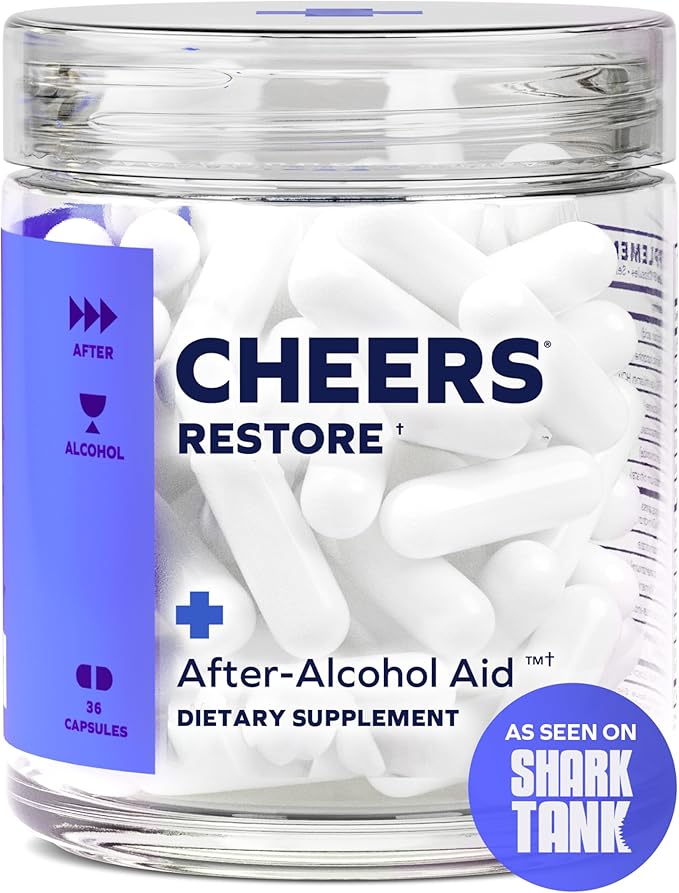 Cheers Restore | Supplement with DHM + L-Cysteine | Feel Better After Drinking & Support Your Liver | 12 Doses | Dihydromyricetin, Cysteine, Milk Thistle, Prickly Pear, B-Vitamins, Ginger