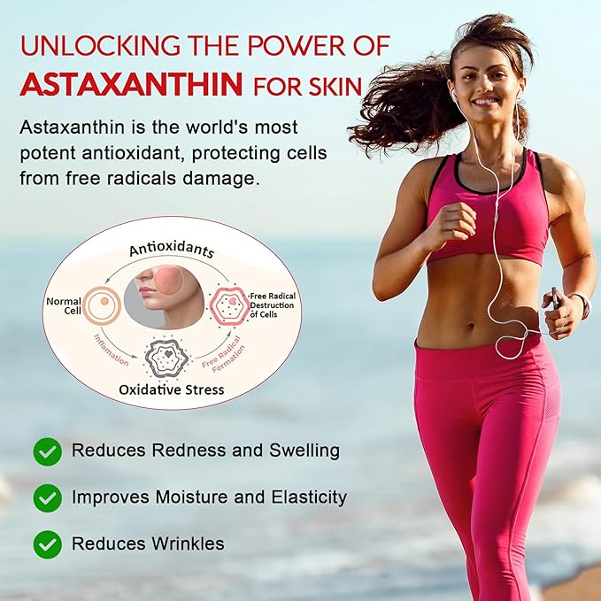 Astaxanthin Supplements 24mg, 5 Month Supply - Coconut MCT Oil, Fresh Microalgae Source w/Grape Seed Oil, Ashwagandha - Antioxidants for Healthy Skin, Eyes, Jints, Non-GMO & Gluten Free, 150 Softgels