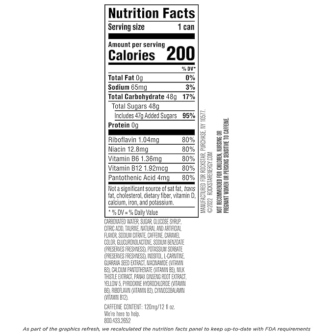 Rockstar Energy Drink, Original, 12oz Sleek Cans (Pack of 8)