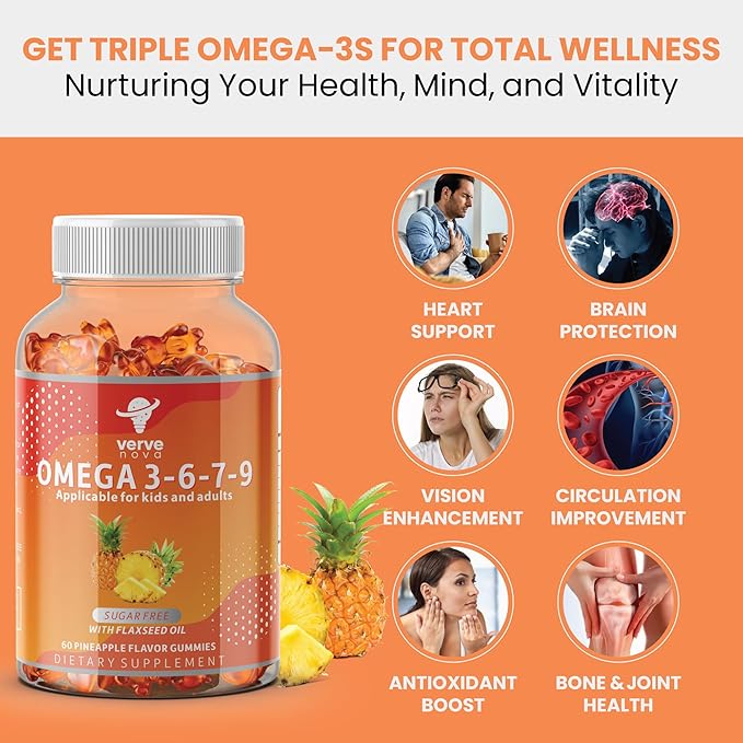 Omega 3 Gummies with Omegas 6, 7, 9, 9, DHA
