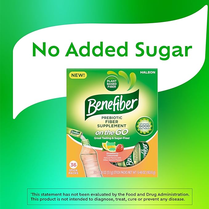 Benefiber Fiber Supplement, Strawberry Lemonade, On 36 Count
