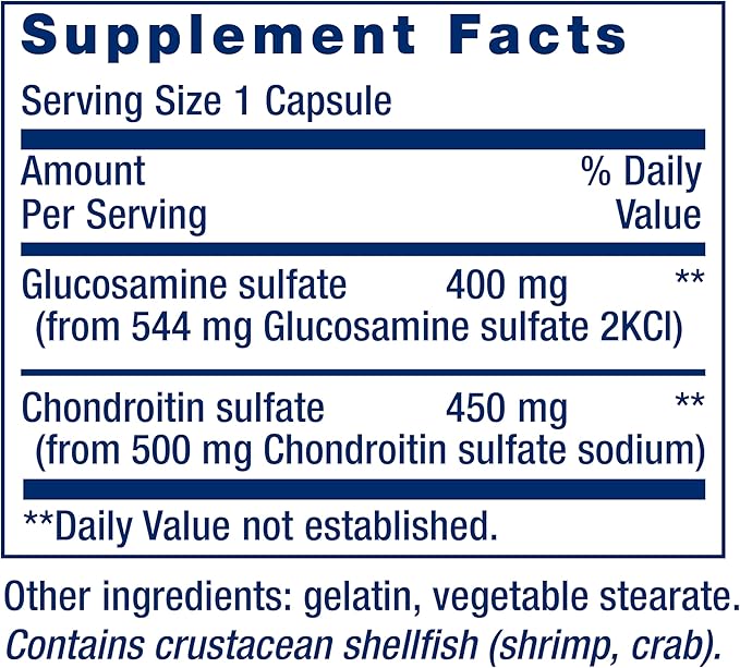 Life Extension Glucosamine/Chondroitin Capsules for healthy 100 capsules