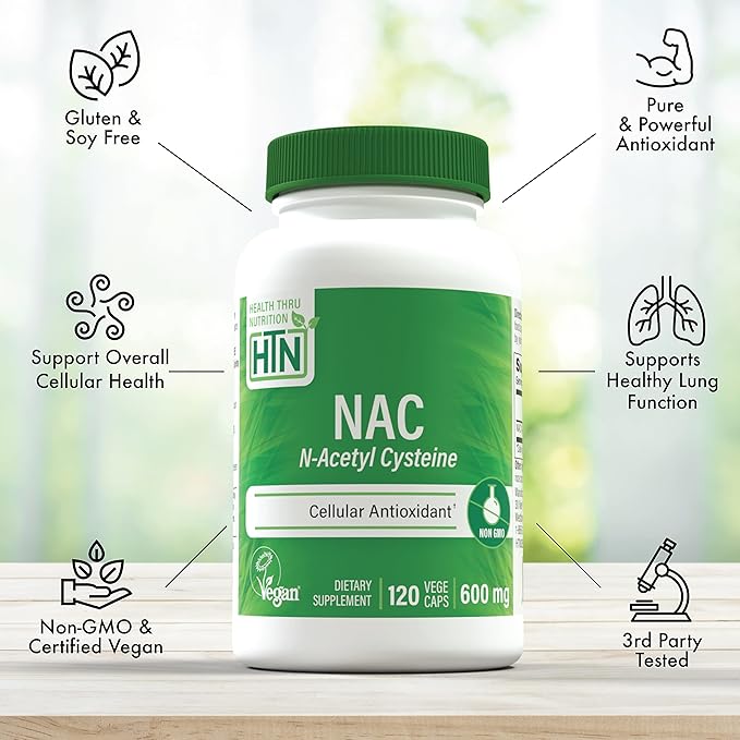 Health Thru Nutrition NAC N-Acetyl-Cysteine 600mg 120 Capsules