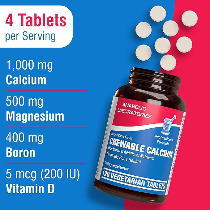 Chewable Calcium Supplement for Women - Clinical Bone Supplement with Chewable Calcium with Vitamin D Magnesium and Boron Complex for Bone Health & Strength Support - Made in The USA - 30 Servings