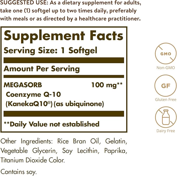 Solgar Megasorb CoQ-10 100 mg, 90 Softgels Q10 Supplement 90 Servings