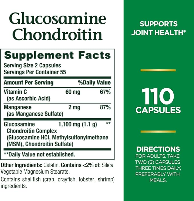Nature's Bounty Glucosamine Chondroitin Pills and 110 Capsules