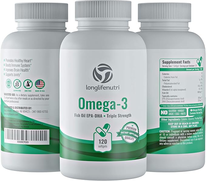 Omega 3 Fish Oil Pills 120 1000mg Supplement Omega3 Women