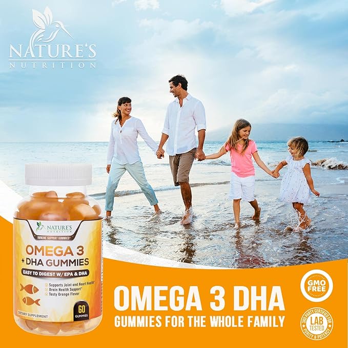 Omega 3 Fish Oil Gummies, Heart 3 Gummy 3 Fish 60 Gummies