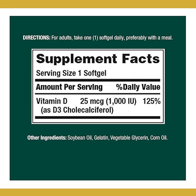 Nature's Bounty Vitamin D3 1000 100 120 Count