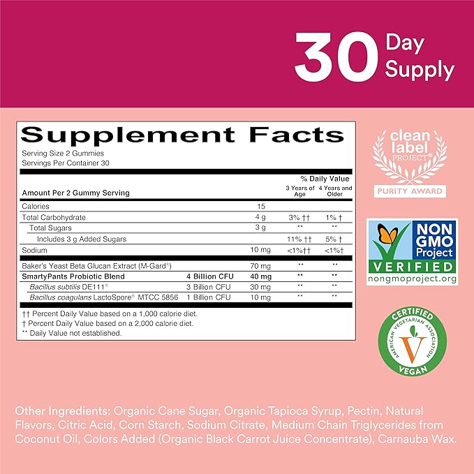SmartyPants Kids Multivitamin Gummies and Probiotic 3 Fish D3, C, B12, B6, B6, Digestive (30 Day
