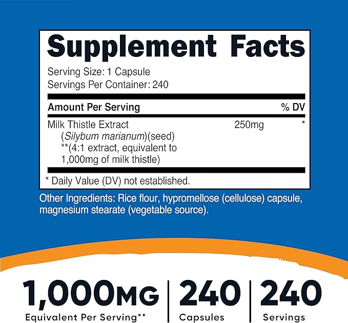 Nutricost Milk Thistle 250mg, 240 Capsules (2 Bottles)