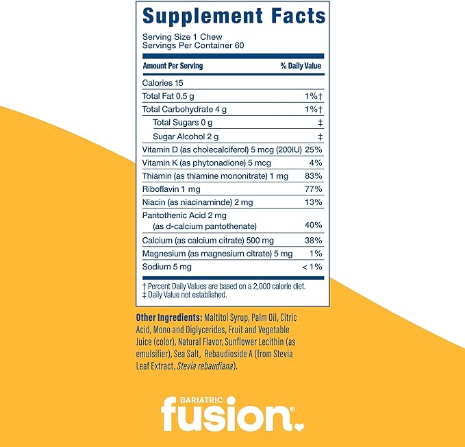 Bariatric Fusion Bariatric Calcium Chews D3 & 500mg | 60 Count